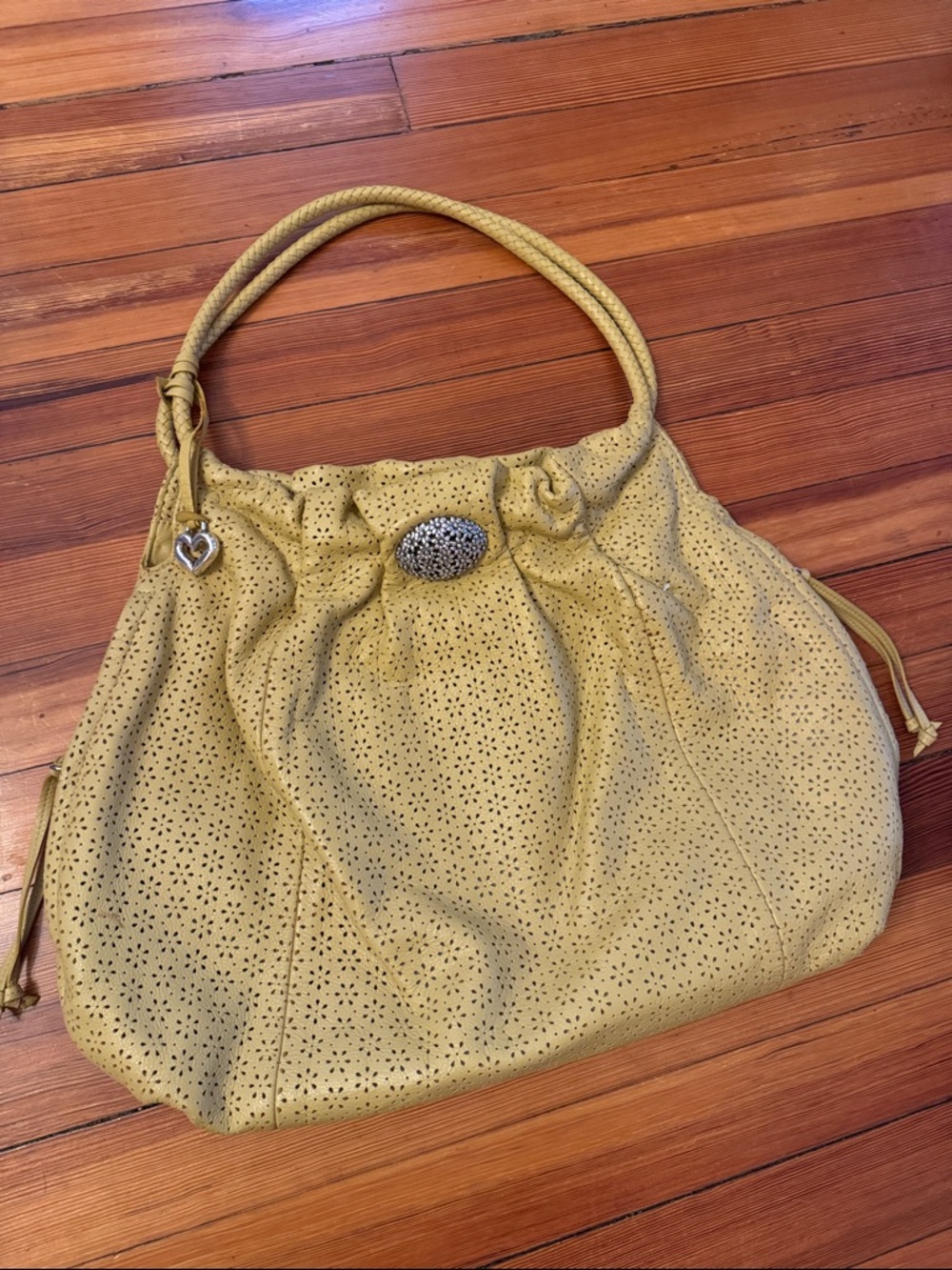 Brighton Yellow Shoulder Bag with Decorative Accent